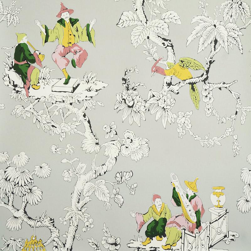 Schumacher Chinoiserie Moderne Soft Grey Wallpaper