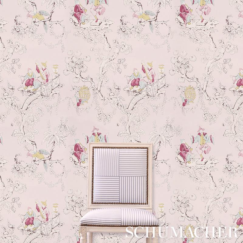 Schumacher Chinoiserie Moderne Soft Grey Wallpaper