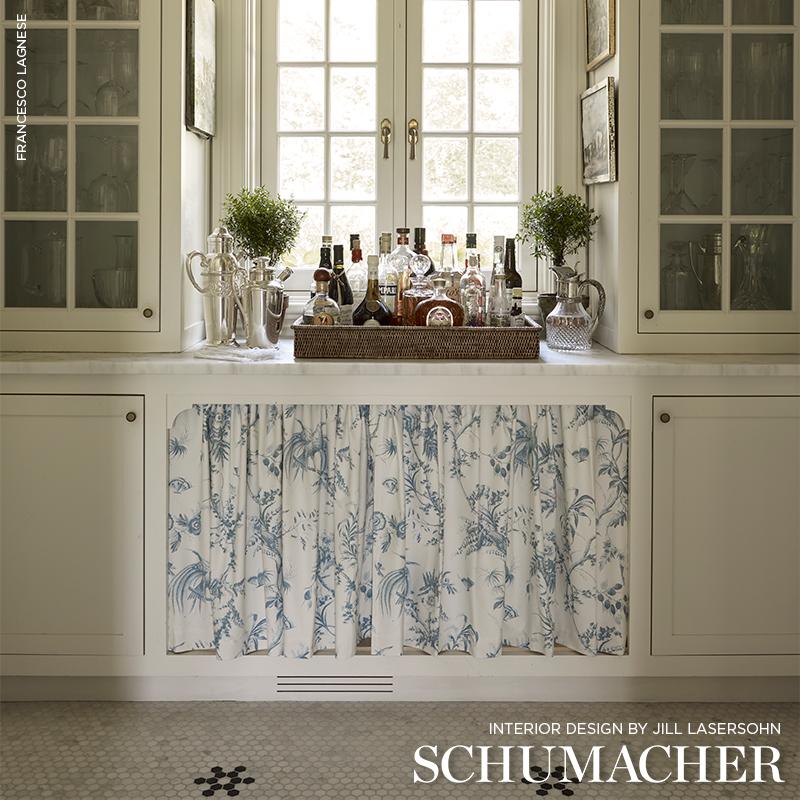 Schumacher Toile De La Prairie Blue Fabric