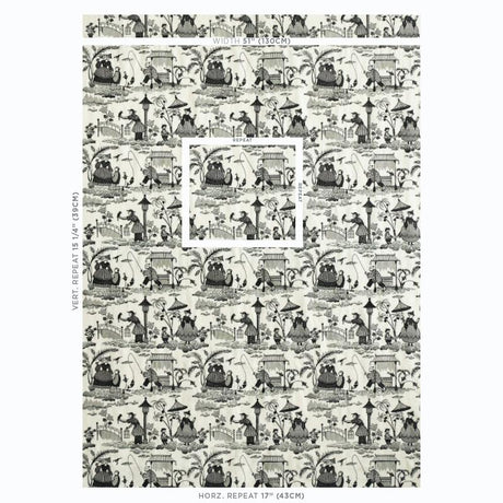 Schumacher Bassano Embroidered Toile Black Fabric