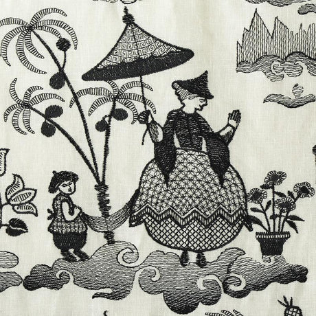 Schumacher Bassano Embroidered Toile Black Fabric