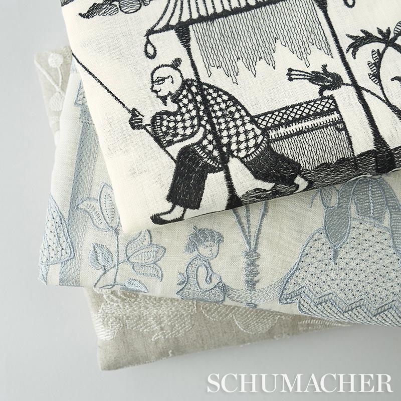 Schumacher Bassano Embroidered Toile Black Fabric
