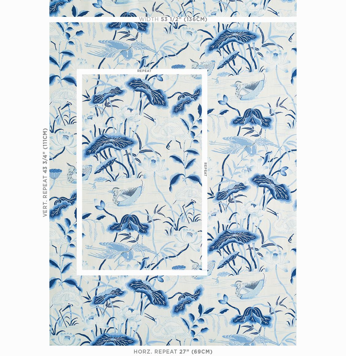 Schumacher Lotus Garden Porcelain Fabric