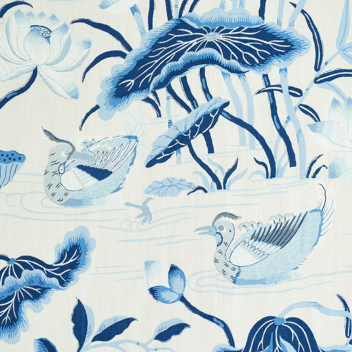 Schumacher Lotus Garden Porcelain Fabric