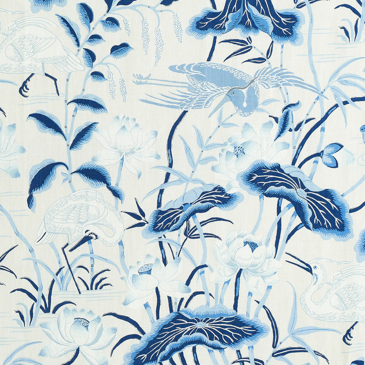 Schumacher Lotus Garden Porcelain Fabric