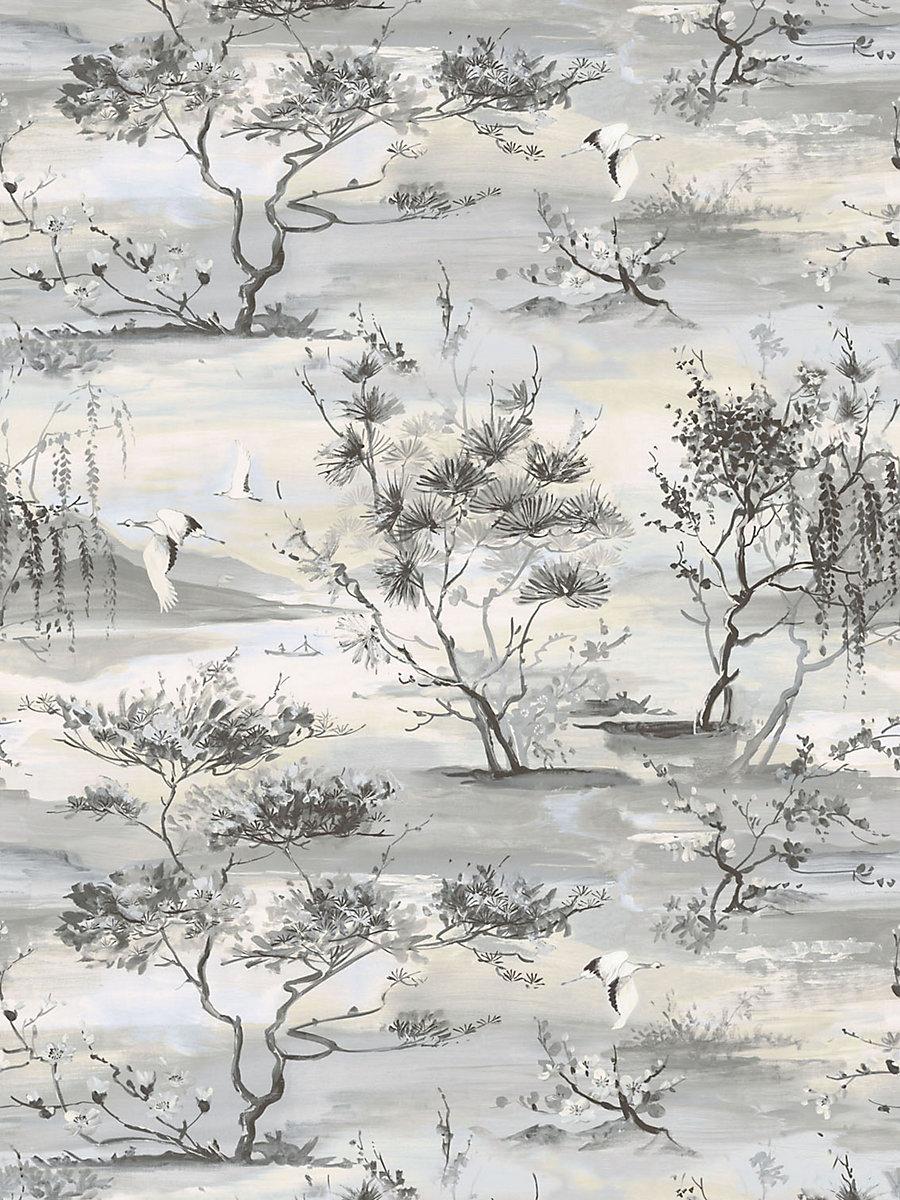 Scalamandre Sagimai Charcoal Wallpaper