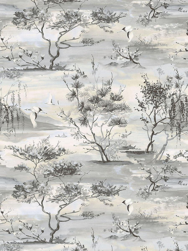 Scalamandre Sagimai Charcoal Wallpaper