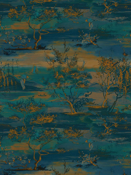 Scalamandre Sagimai Teal Wallpaper