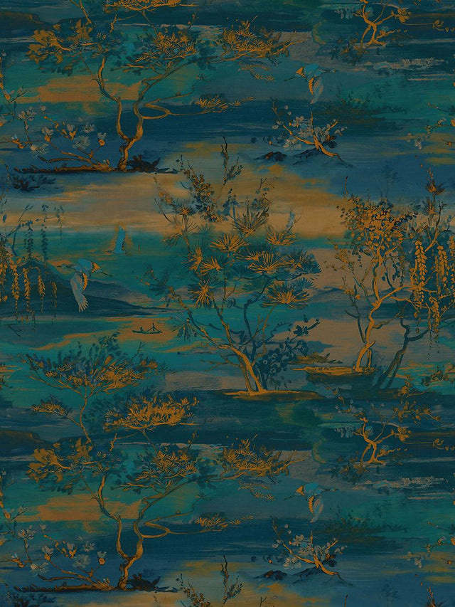 Scalamandre Sagimai Teal Wallpaper