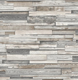 Seabrook Reclaimed Wood Plank Light Gray & Brown Wallpaper