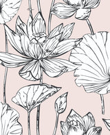 Seabrook Lotus Floral Blush & Ebony Wallpaper