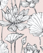 Seabrook Lotus Floral Blush & Ebony Wallpaper