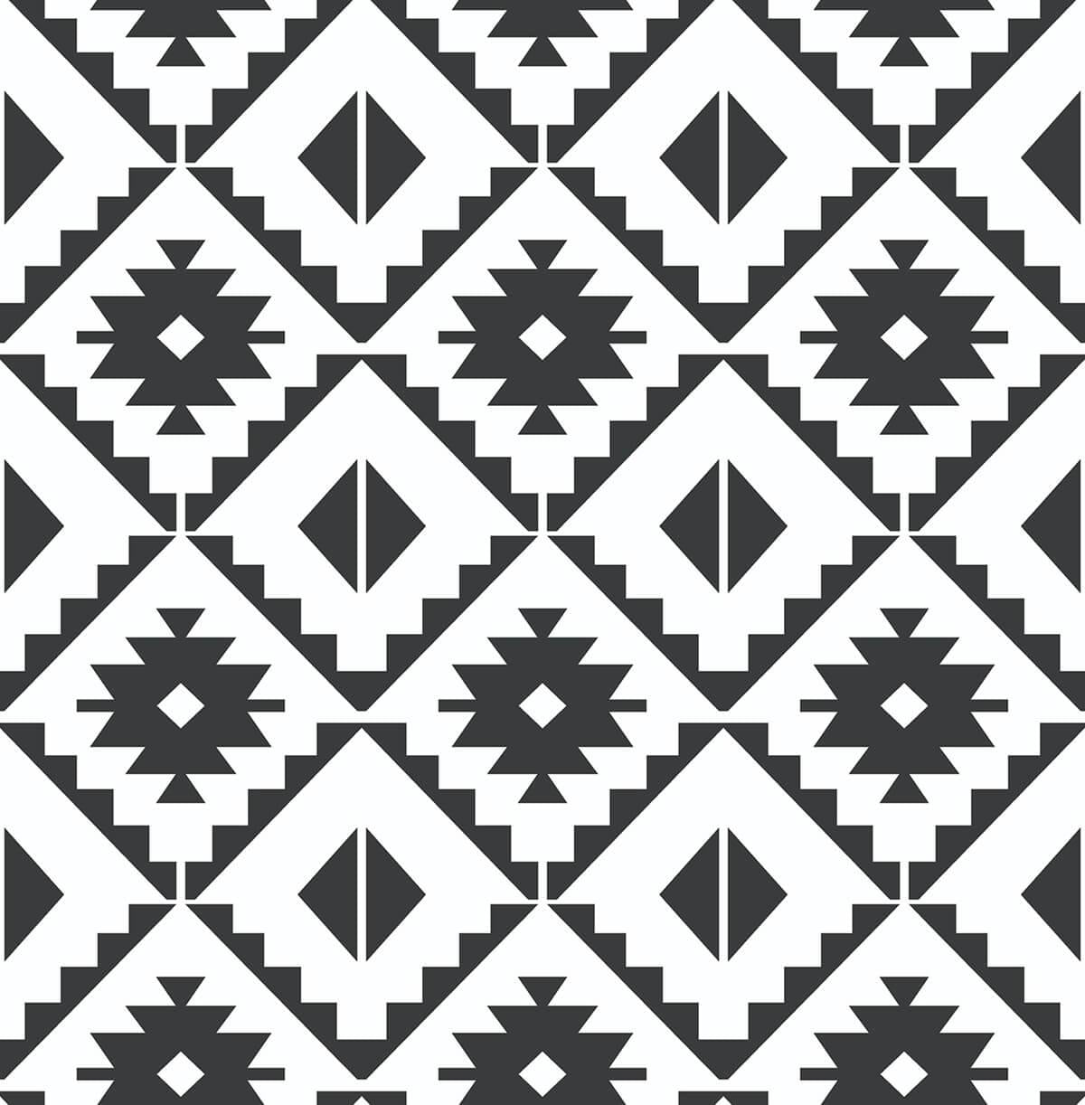 Seabrook Southwest Tile Black Wallpaper