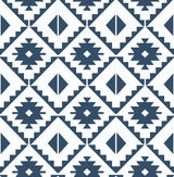 Seabrook Southwest Tile Navy Blue Wallpaper
