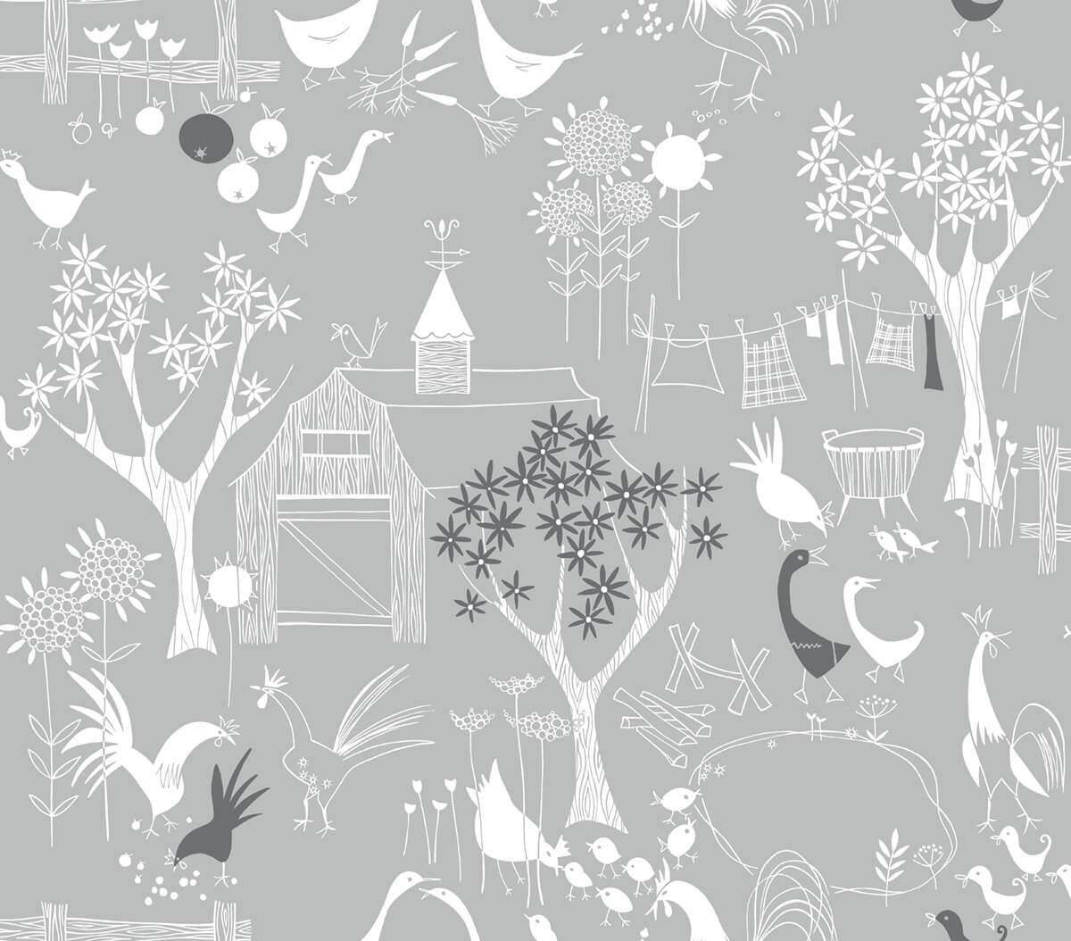 Seabrook Rise and Shine Grey Wallpaper
