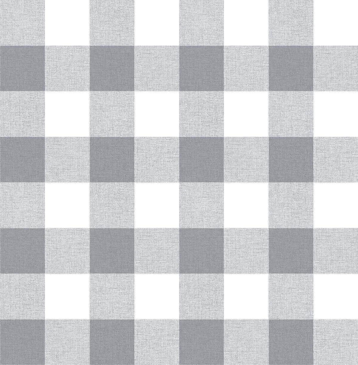 Seabrook Picnic Plaid Gray & White Wallpaper