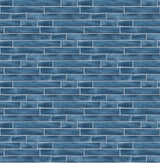 Seabrook Brushed Metal Tile Denim Blue Wallpaper
