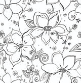 Seabrook Linework Floral Black Wallpaper
