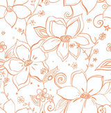 Seabrook Linework Floral Orange Wallpaper