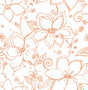 Seabrook Linework Floral Orange Wallpaper