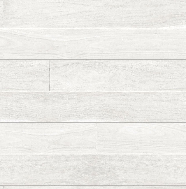 Seabrook Teak Planks Off-White Wallpaper