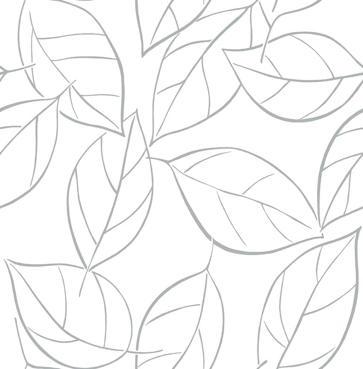 Seabrook Tossed Leaves Daydream Gray Wallpaper