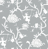 Seabrook Chinoiserie Silhouette Metallic Silver Wallpaper