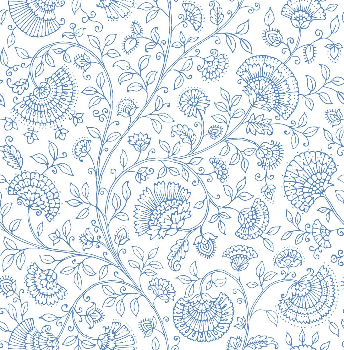 Seabrook Paisley Trail Blue Bell Wallpaper