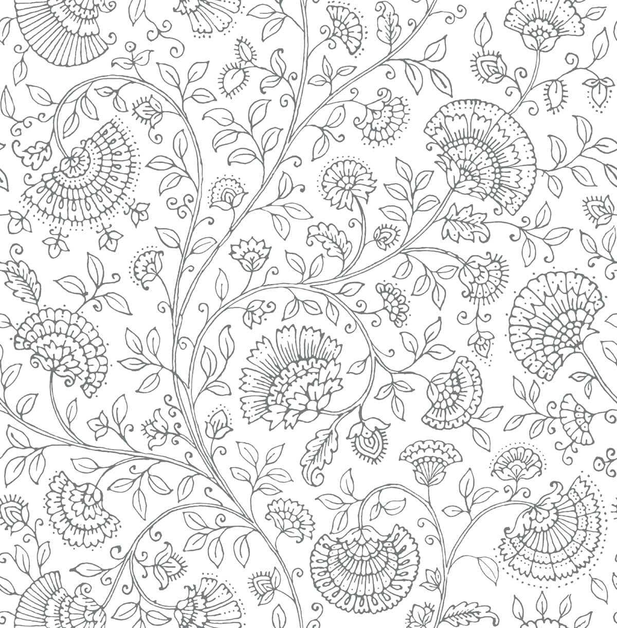 Seabrook Paisley Trail Slate Gray Wallpaper