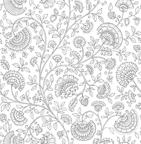 Seabrook Paisley Trail Slate Gray Wallpaper