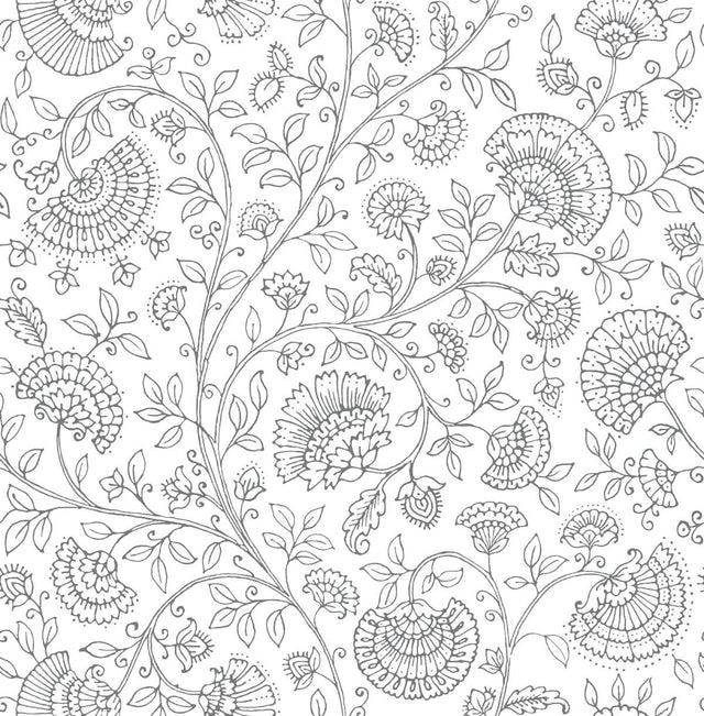 Seabrook Paisley Trail Slate Gray Wallpaper