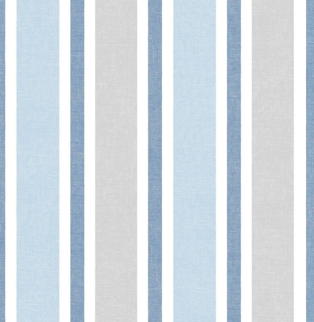 Seabrook Linen Cut Stripe Bluebird & Carrara Wallpaper