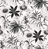 Seabrook Tropical Garden Black & White Wallpaper