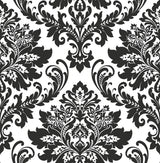 Seabrook Damask Black & White Wallpaper