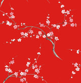 Seabrook Cherry Blossom Floral Scarlet & Petal Pink Wallpaper