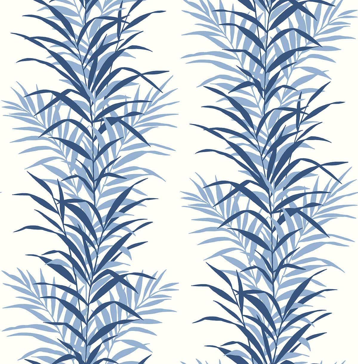 Seabrook Leaf Stripe Carolina Blue Wallpaper
