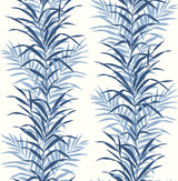 Seabrook Leaf Stripe Carolina Blue Wallpaper