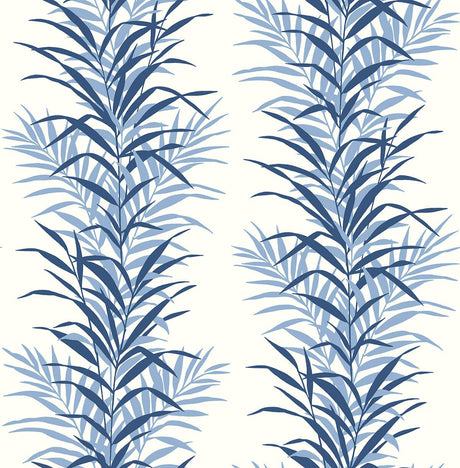 Seabrook Leaf Stripe Carolina Blue Wallpaper