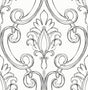 Seabrook Sketched Damask Ebony Wallpaper