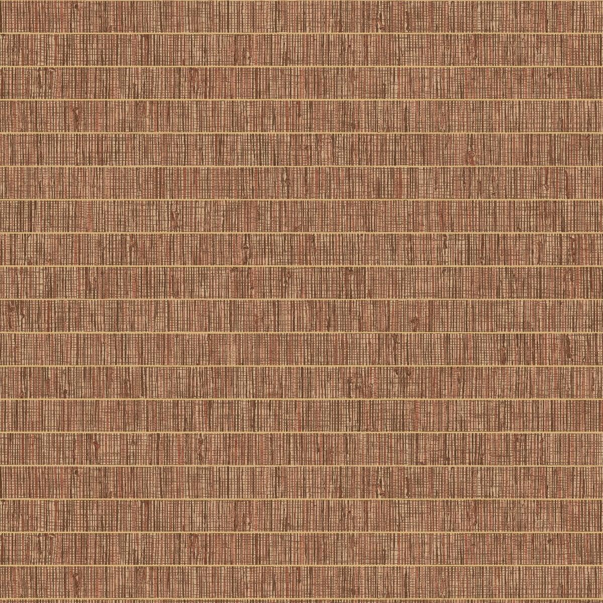 Seabrook Blue Grass Band Terra Cotta Wallpaper