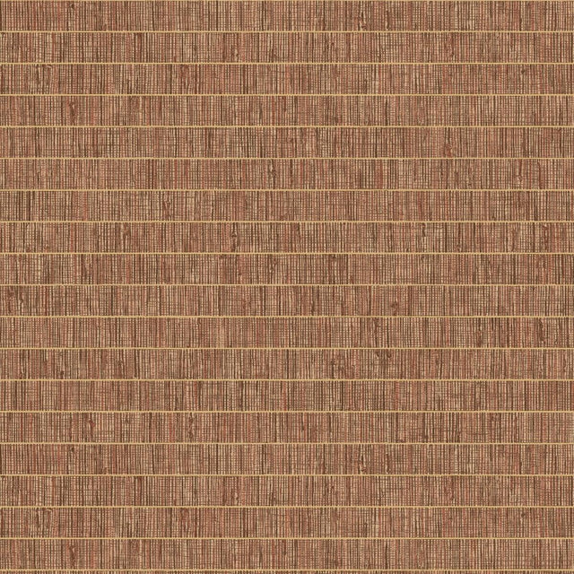 Seabrook Blue Grass Band Terra Cotta Wallpaper