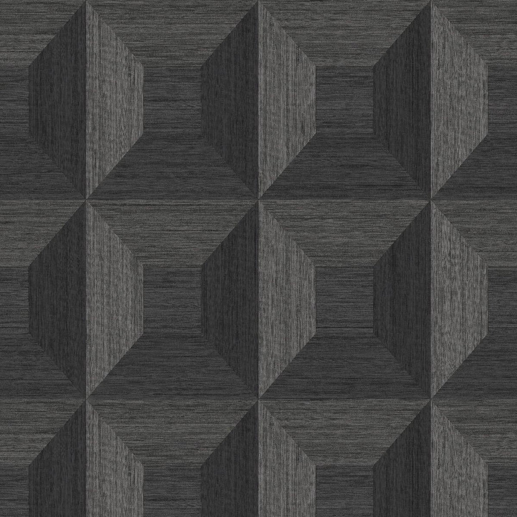 Seabrook Squared Away Geometric Ebony Wallpaper