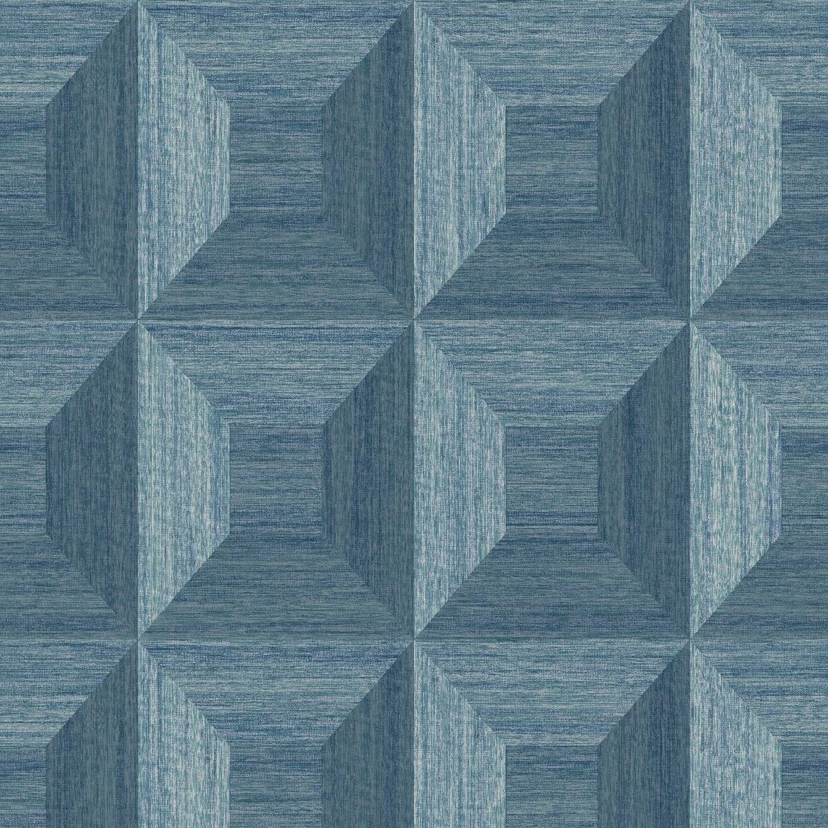 Seabrook Squared Away Geometric Blue Wallpaper