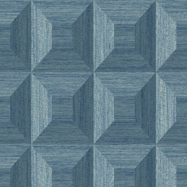 Seabrook Squared Away Geometric Blue Wallpaper