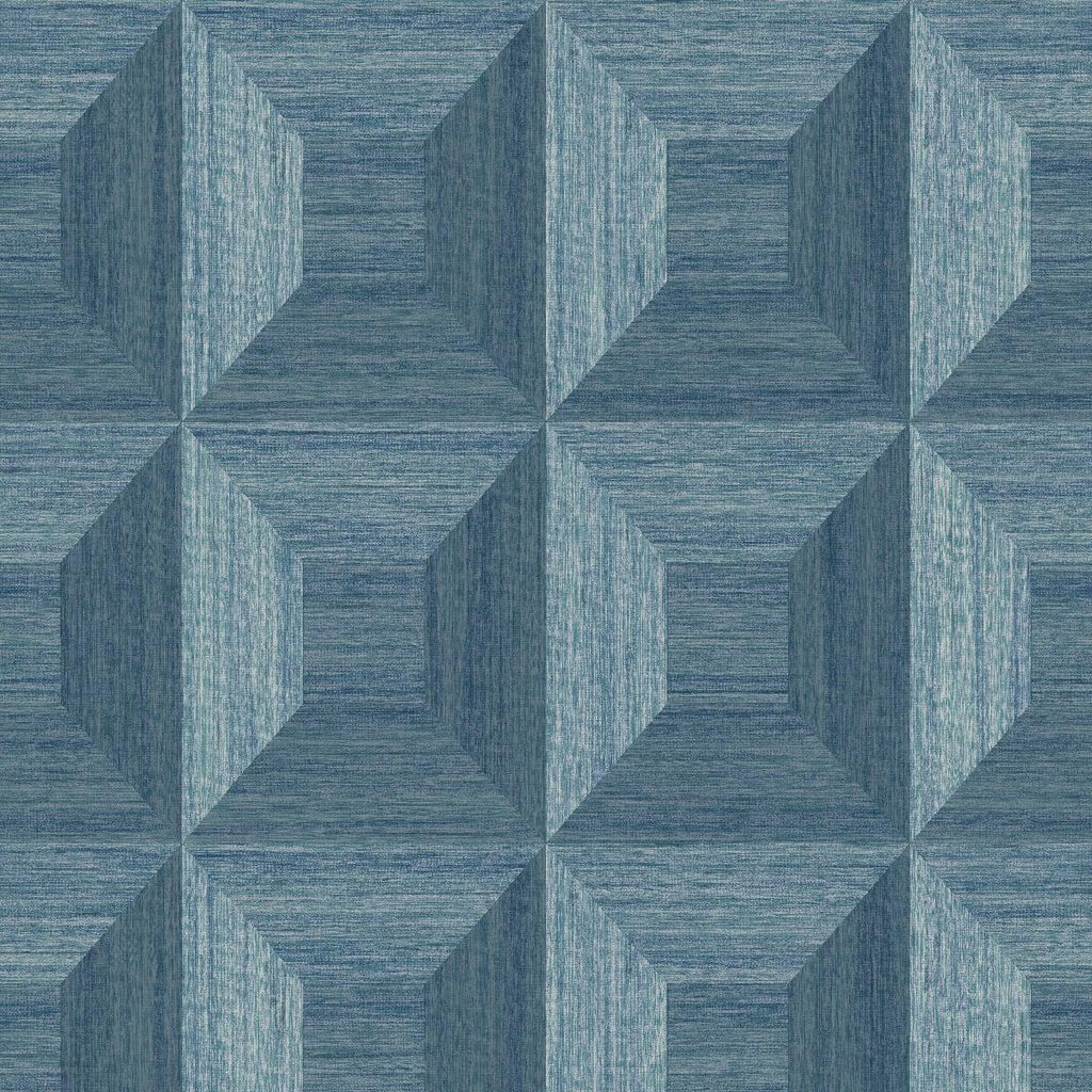 Seabrook Squared Away Geometric Blue Wallpaper