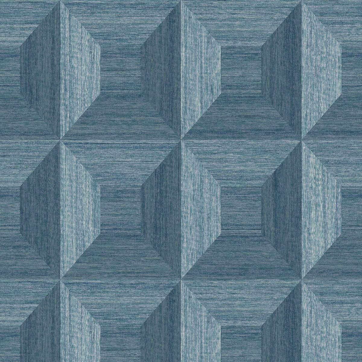 Seabrook Squared Away Geometric Blue Wallpaper