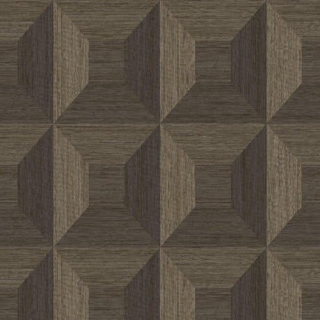 Seabrook Squared Away Geometric Brown Wallpaper