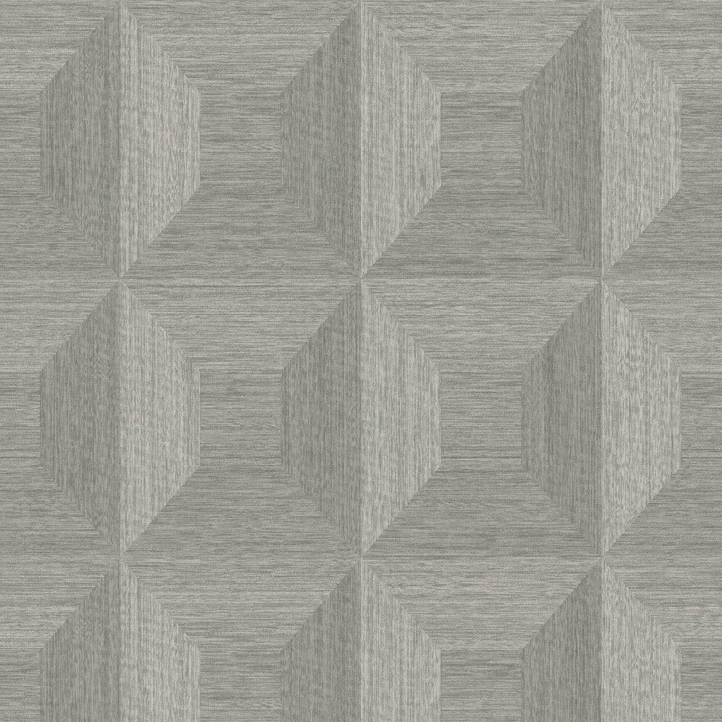 Seabrook Squared Away Geometric Grey Wallpaper