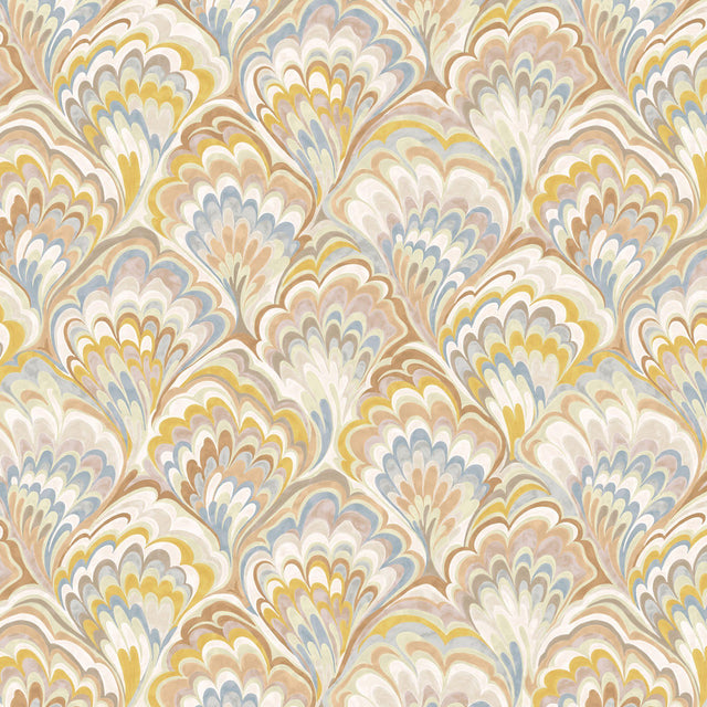 JF Fabrics 9095 Rust/Yellow/Blue/Mauve (15) Wallpaper