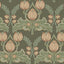 JF Fabrics 9134 Dark Green/Sage Green/Copper/Beige (78) Wallpaper